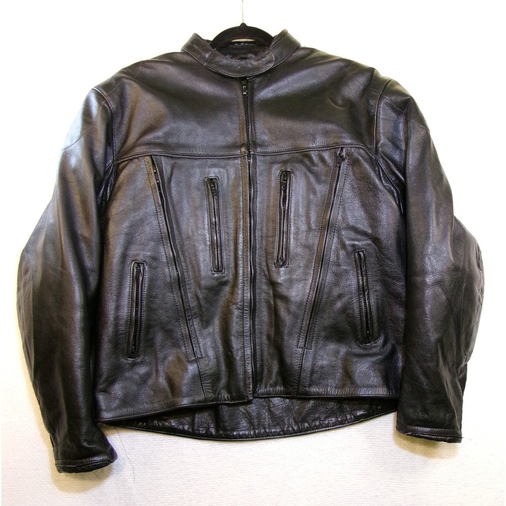 Xelement Advanced Motorcycle Gear Black Leather Jacket Mens XXL Zip Out Liner